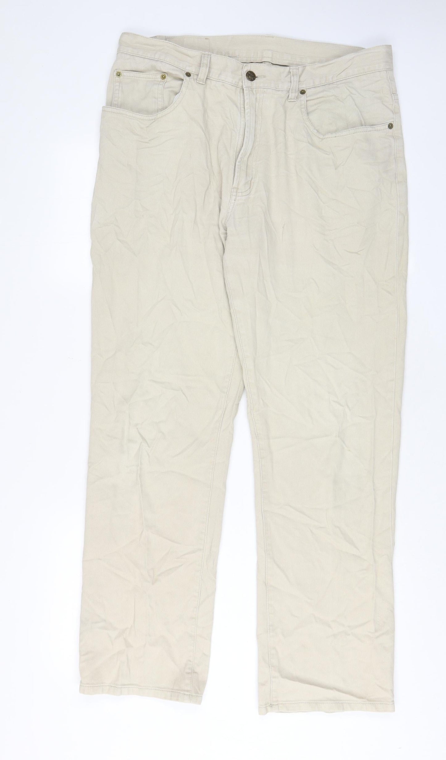 Nico Mens Beige Cotton Straight Jeans Size 34 in L31 in Regular Zip - Pockets