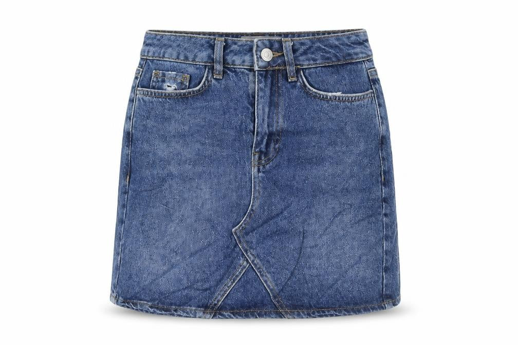 New Look Womens Blue Cotton A-Line Skirt Size 6 Zip - Pockets