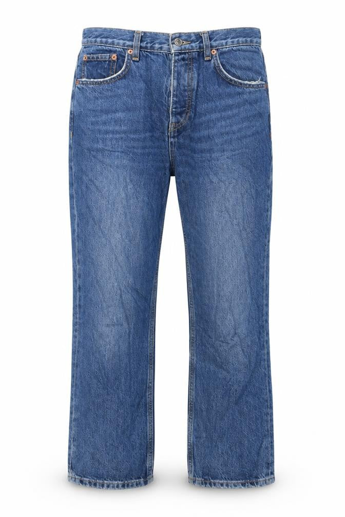 Topshop Womens Blue Cotton Straight Jeans Size 30 L30 in Regular Button - Pockets