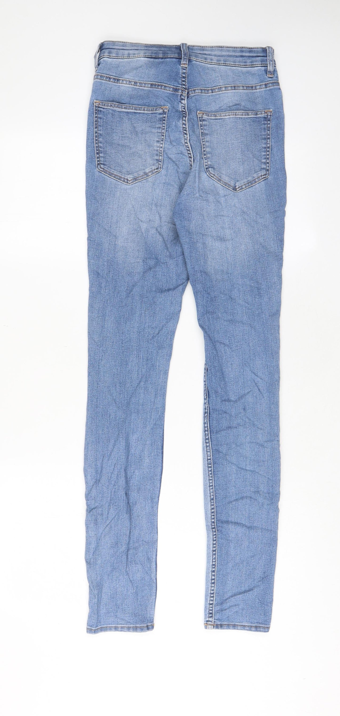 H&M Womens Blue Cotton Skinny Jeans Size 6 L30 in Regular Zip - Pockets