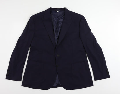 Additional front view of Autograph men’s blue polyamide jacket suit jacket, size 46, regular