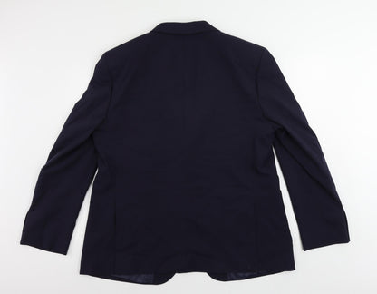 Back view of Autograph men’s blue polyamide jacket suit jacket, size 46, regular