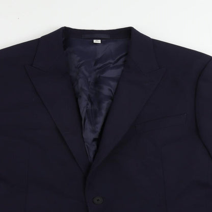 Close-up detail of Autograph men’s blue polyamide jacket suit jacket, size 46, regular