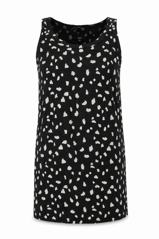 Marks & Spencer Womens Black Animal Print Linen Shift Size 6 Boat Neck Pullover