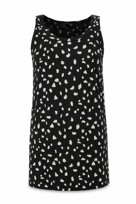 Marks & Spencer Womens Black Animal Print Linen Shift Size 6 Boat Neck Pullover