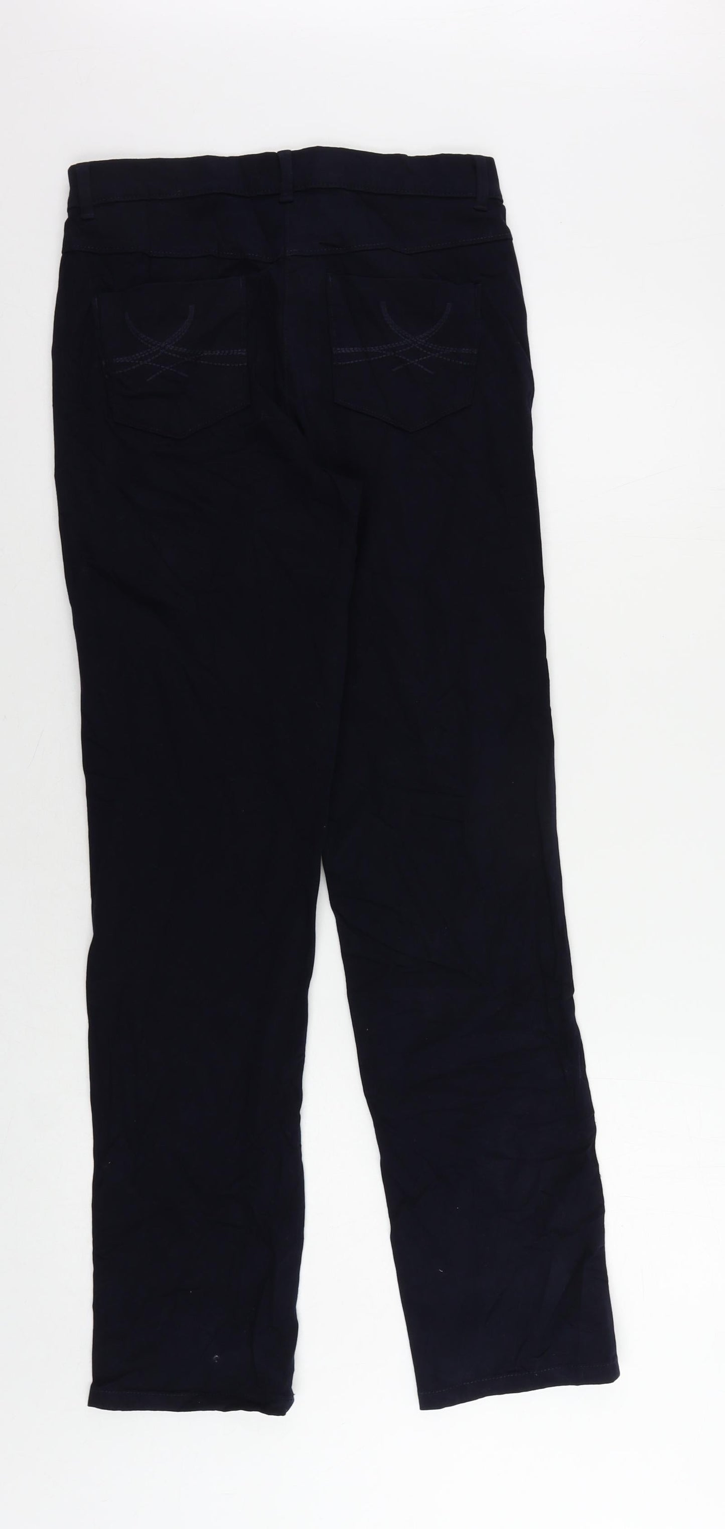 Marks and Spencer Womens Blue Cotton Straight Jeans Size 8 L30 in Regular Zip