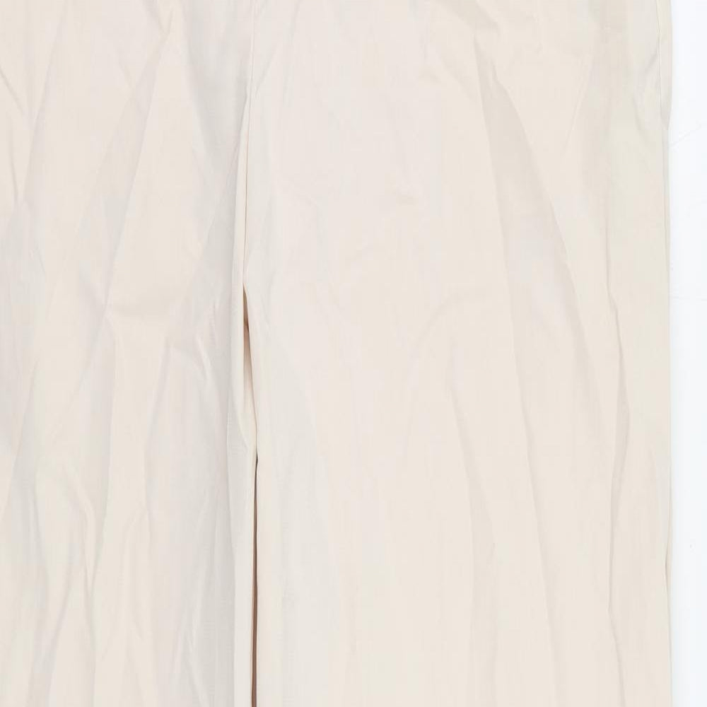 Marks and Spencer Womens Beige Cotton Chino Trousers Size 16 L29 in Regular Zip