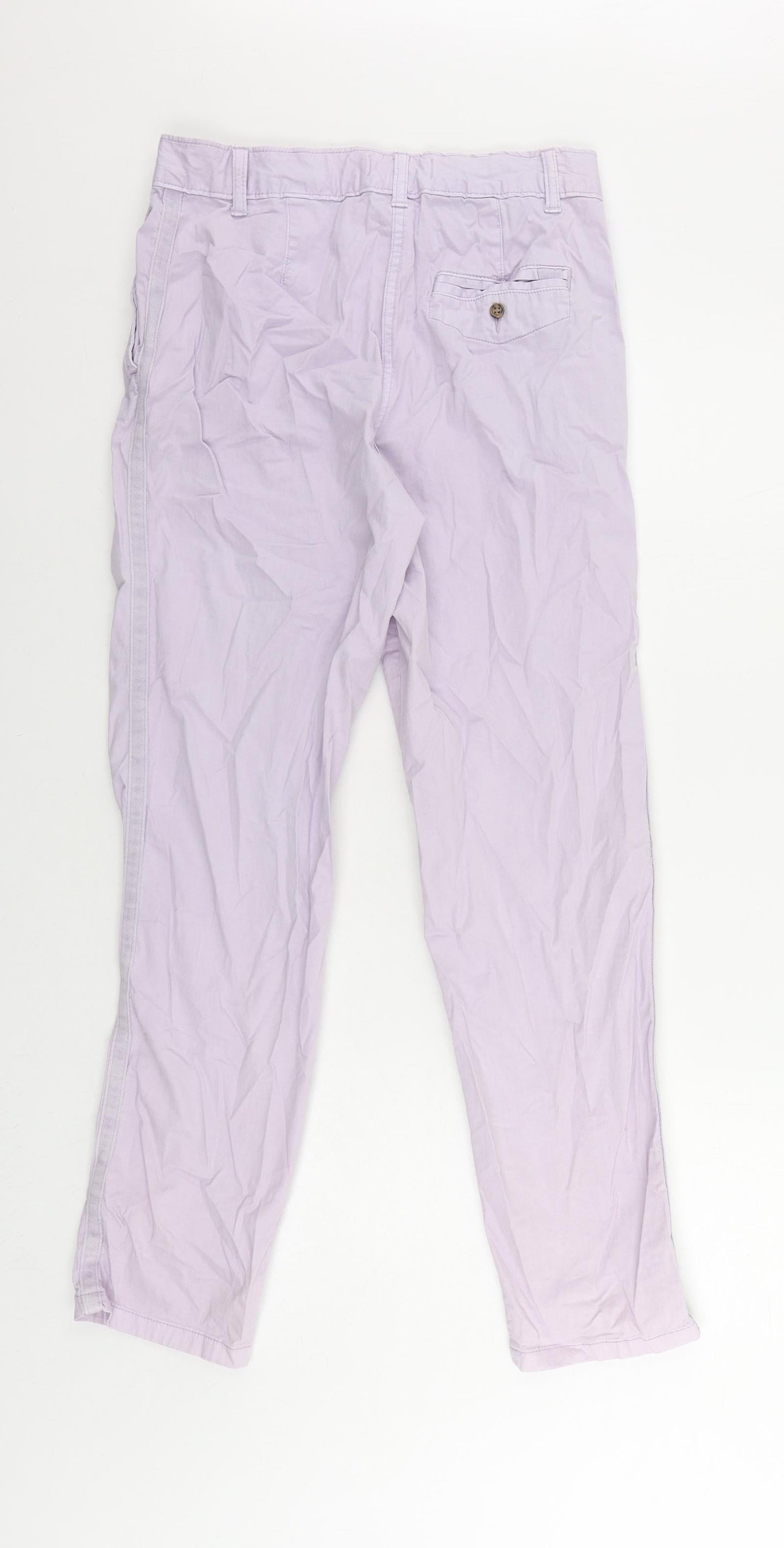 Marks and Spencer Womens Purple Cotton Chino Trousers Size 8 L28 in Regular Zip