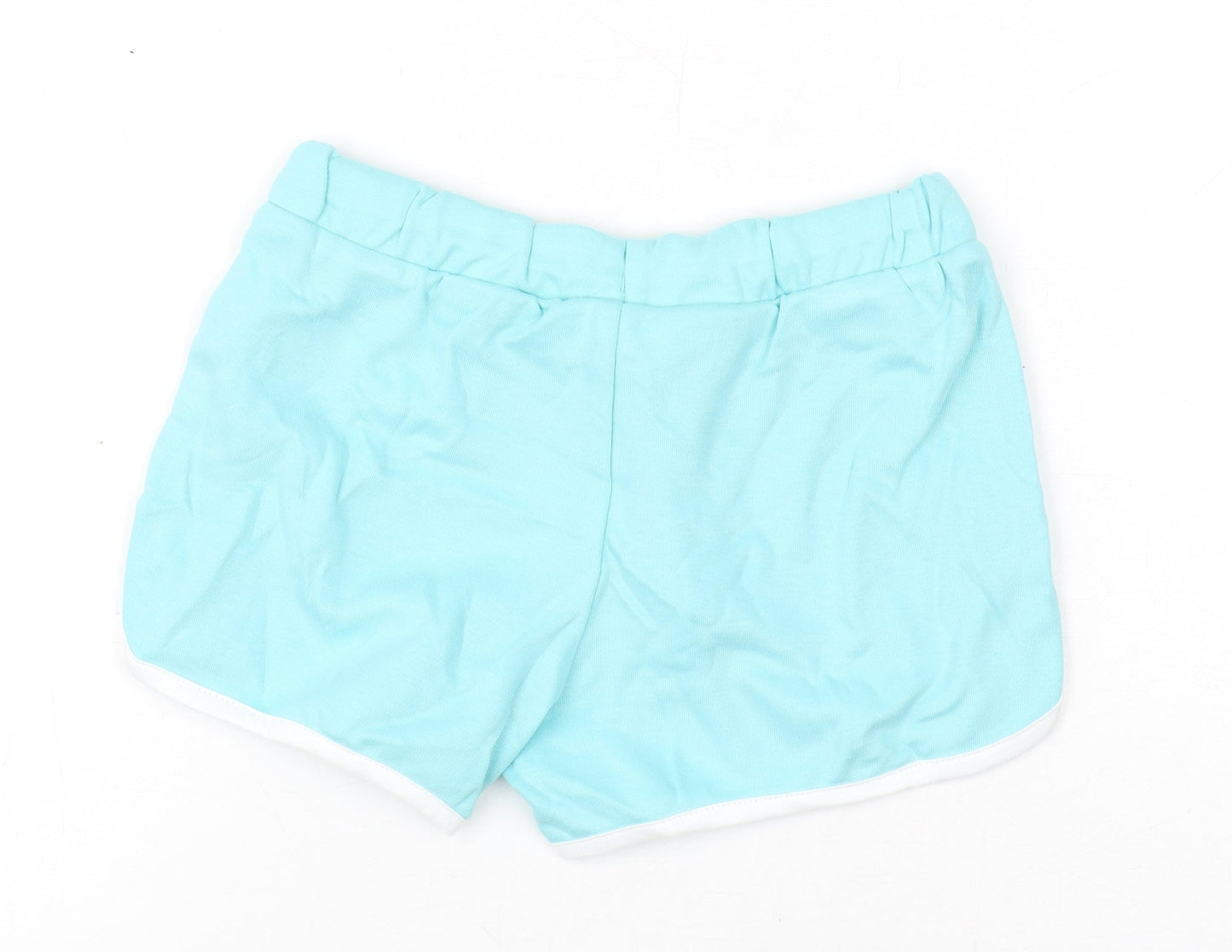 Marks and Spencer Girls Blue Cotton Bermuda Shorts Size 6-7 Years Regular Drawstring