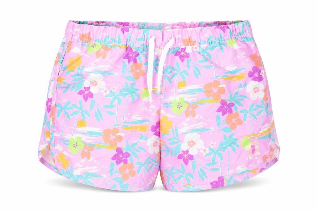 Marks & Spencer Girls Purple Geometric Polyester Bermuda Shorts Size 13-14 Years Regular Drawstring