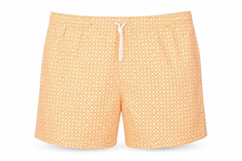 Marks & Spencer Mens Orange Geometric Polyester Bermuda Shorts Size 3XL L6 in Regular Drawstring
