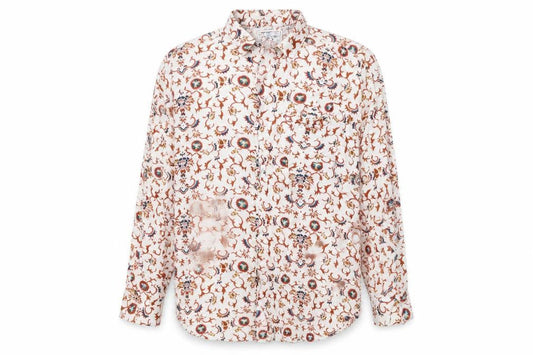 We Are cow Mens Beige Geometric Polyester Button-Up Size L Collared Button