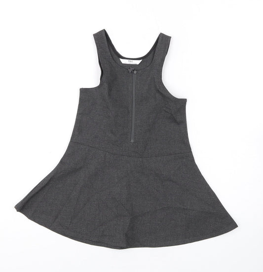 Marks and Spencer Girls Grey Polyester Skater Dress Size 2-3 Years Scoop Neck Zip