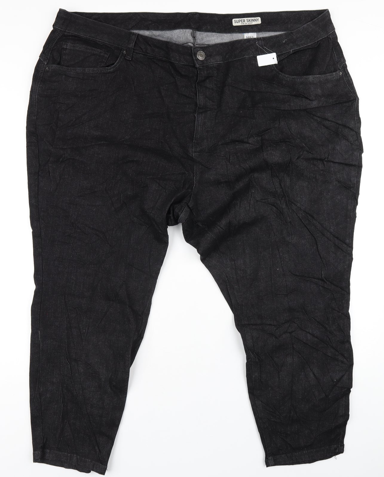 Marks and Spencer Womens Black Cotton Skinny Jeans Size 30 L26 in Regular Zip