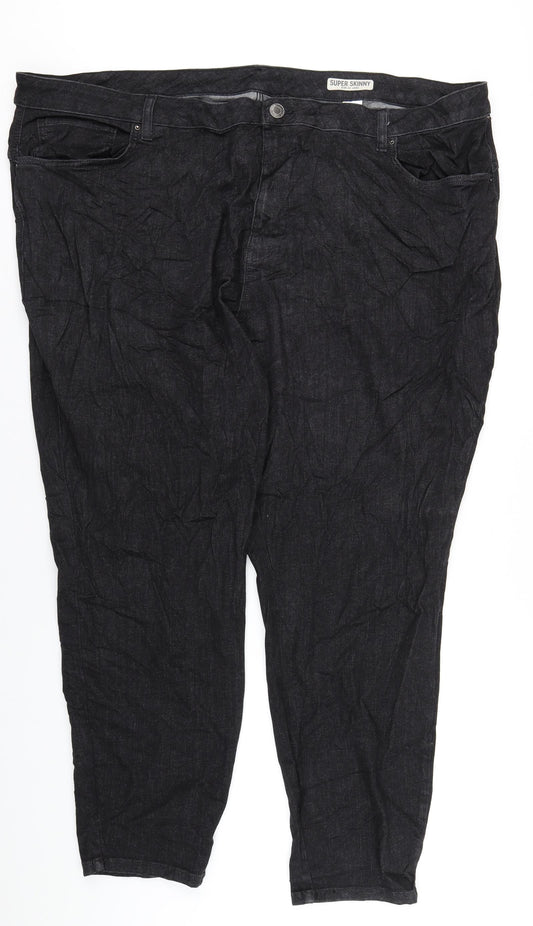 Marks and Spencer Womens Black Cotton Skinny Jeans Size 32 in L30 in Regular Zip