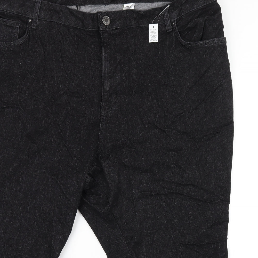 Marks and Spencer Womens Black Cotton Skinny Jeans Size 32 in L26 in Regular Zip