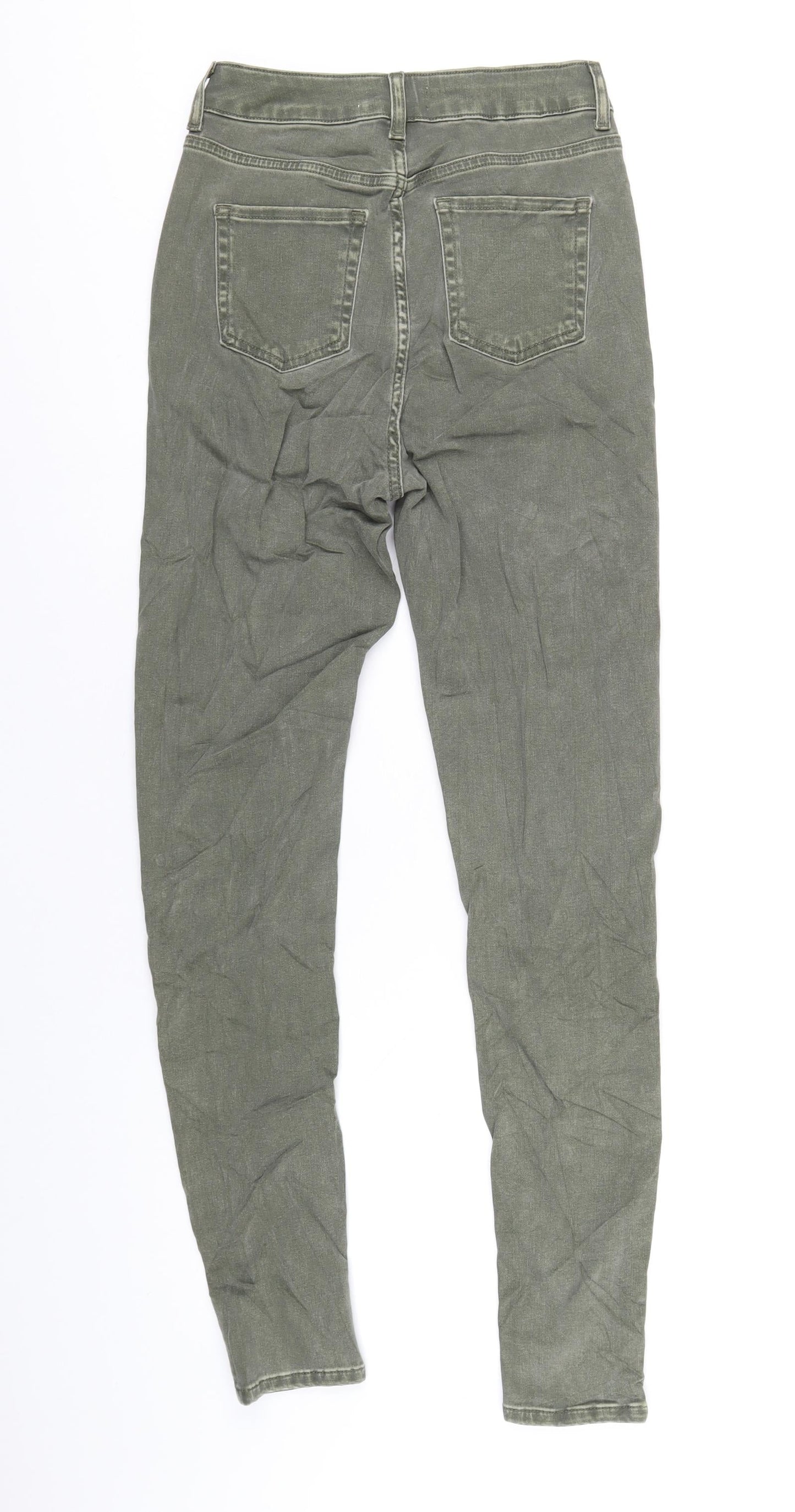 Per Una Womens Green Cotton Skinny Jeans Size 8 L30 in Regular Zip