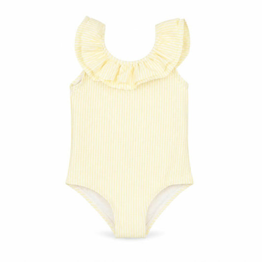 Marks & Spencer Girls Yellow Striped Polyester Unitard One-Piece Size 9-12 Months Pullover - Swimming Costume
