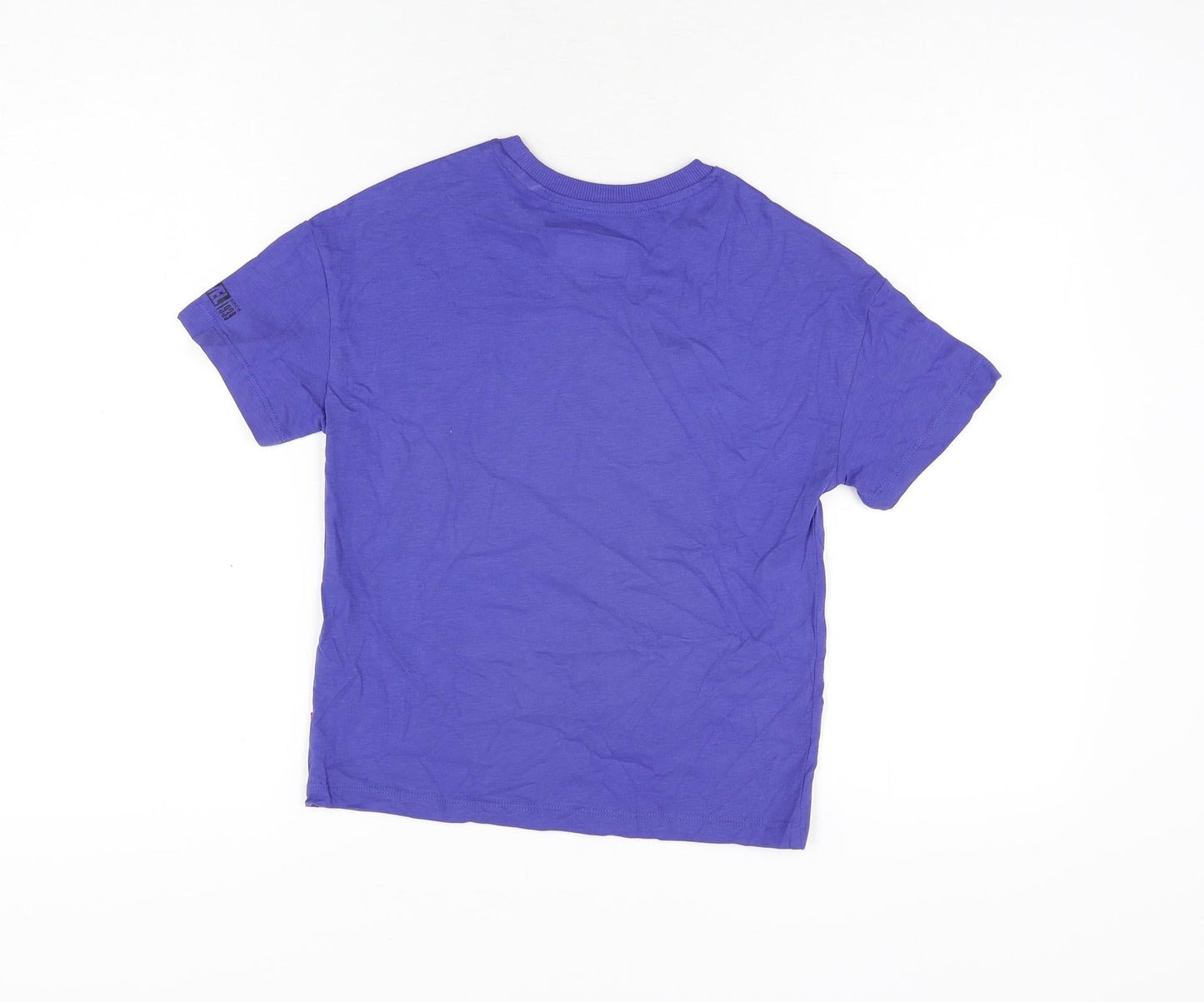 Marks and Spencer Girls Purple Cotton Basic T-Shirt Size 7-8 Years Round Neck Pullover - The Marvels