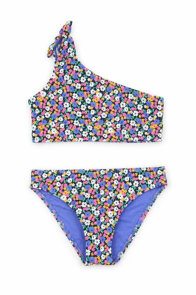 Marks and Spencer Girls Black Floral Polyamide Bodysuit Outfit/Set Size 9-10 Years Pullover - Bikini Set