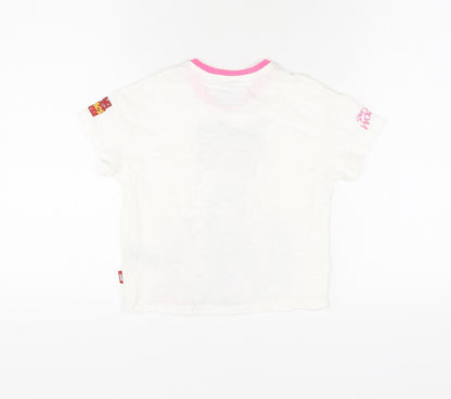 Back view of Marks & Spencer girls’ white polyester basic t-shirt, size 4-5, years round neck pullover - hero vibes, marvel
