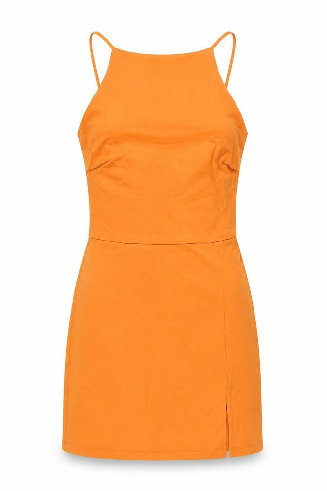 Stradivarius Womens Orange Polyester Mini Size S Square Neck Pullover
