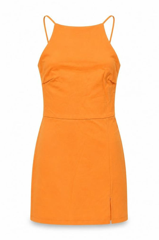 Stradivarius Womens Orange Polyester Mini Size S Square Neck Pullover