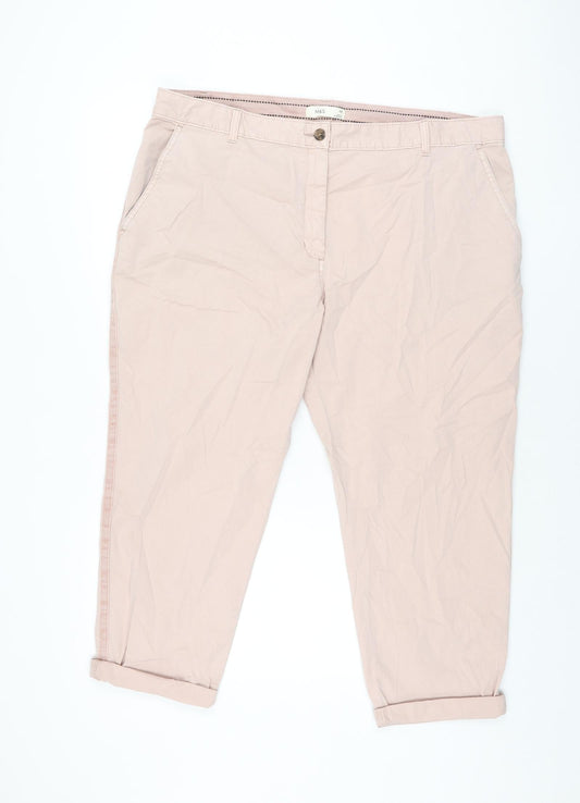 Marks and Spencer Womens Pink Cotton Chino Trousers Size 20 L24.5 in Regular Zip