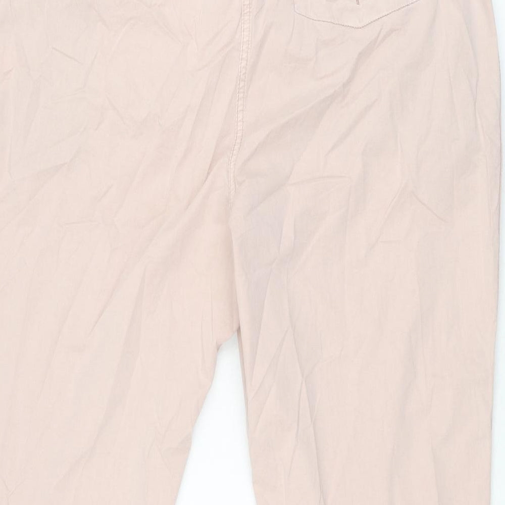 Marks and Spencer Womens Pink Cotton Chino Trousers Size 20 L24.5 in Regular Zip