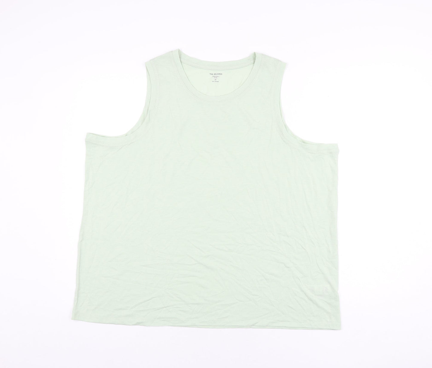 Marks and Spencer Womens Green Polyester Basic Tank Size 20 Round Neck