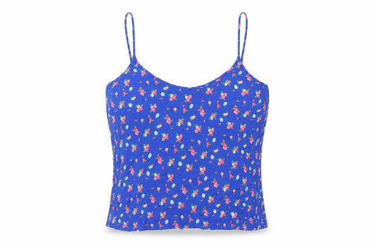 Marks and Spencer Womens Blue Floral Viscose Camisole T-Shirt Size 20 Scoop Neck