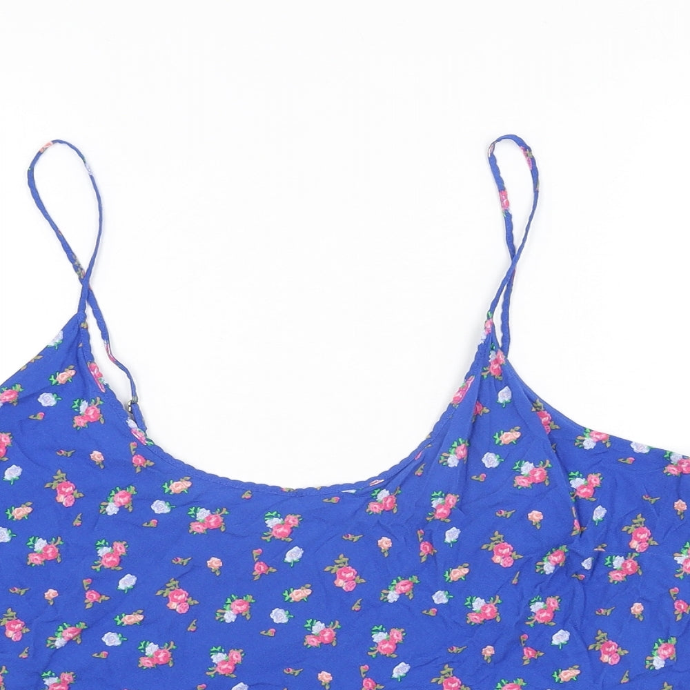 Marks and Spencer Womens Blue Floral Viscose Camisole T-Shirt Size 20 Scoop Neck