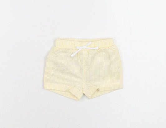 Marks and Spencer Boys Yellow Striped Polyester Shorts Outfit/Set Size 0-3 Months Drawstring - Swim Short