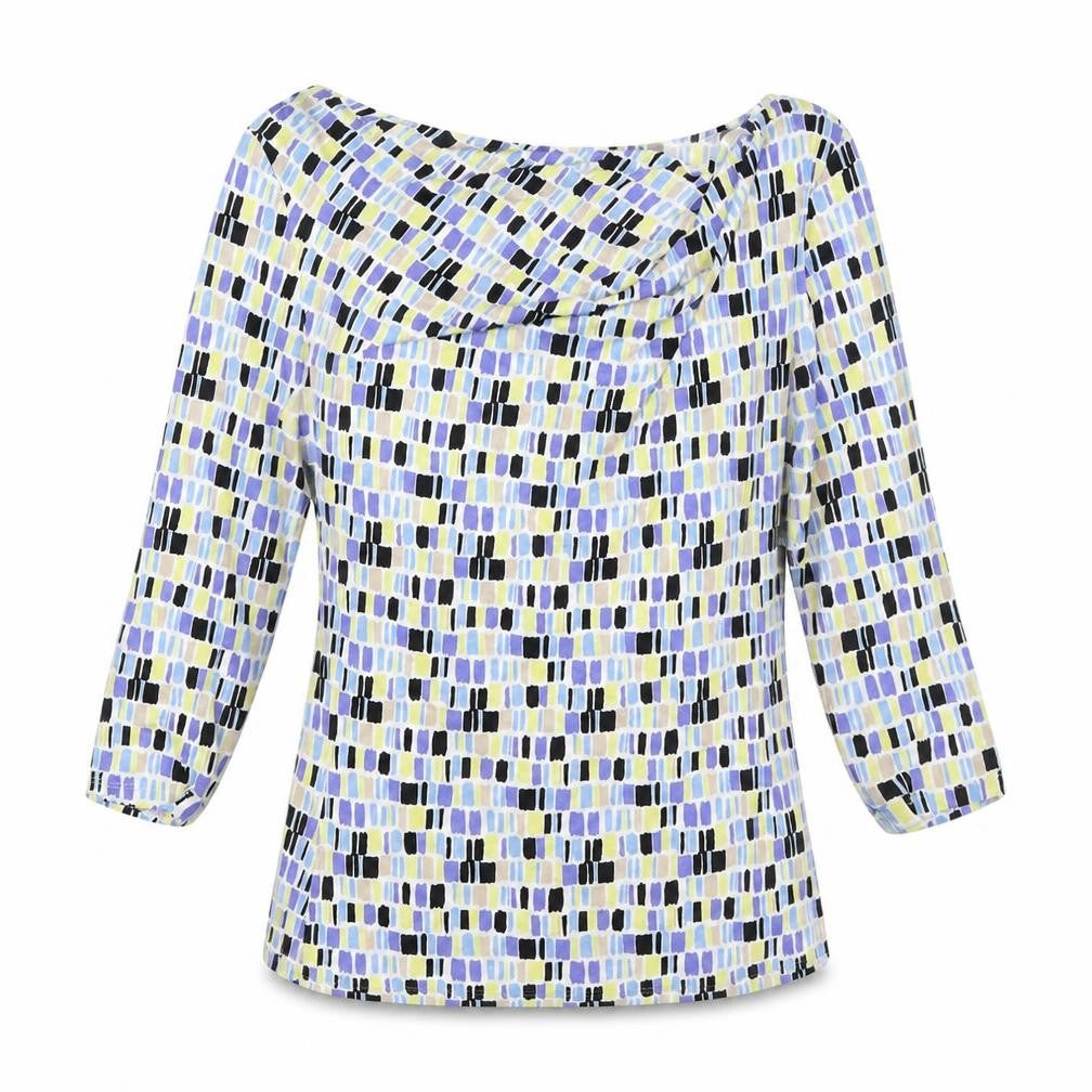 Linea Womens Multicoloured Viscose Basic Blouse Size M Round Neck
