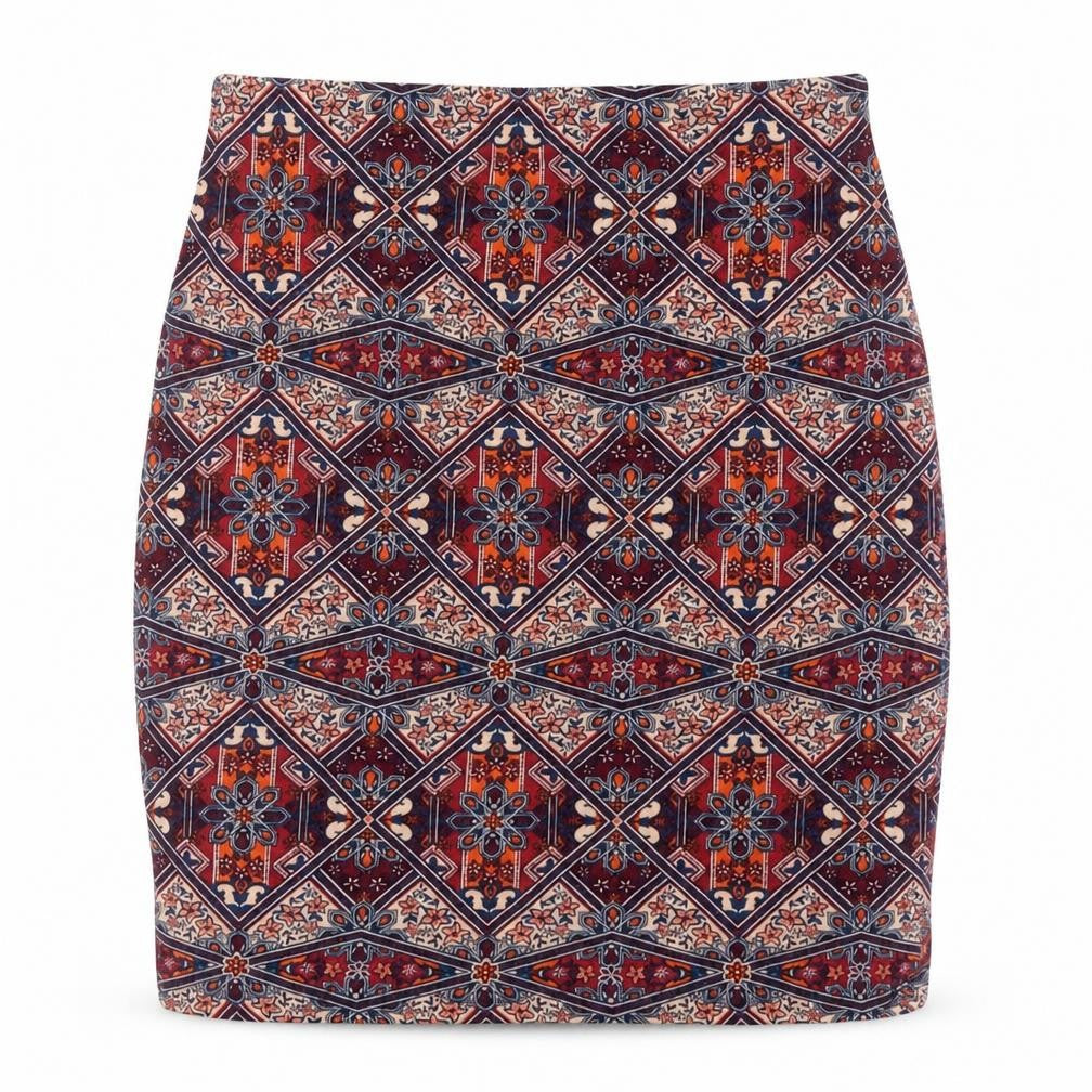 New Look Womens Multicoloured Cotton Straight & Pencil Skirt Size 6 - Elasticated Waist