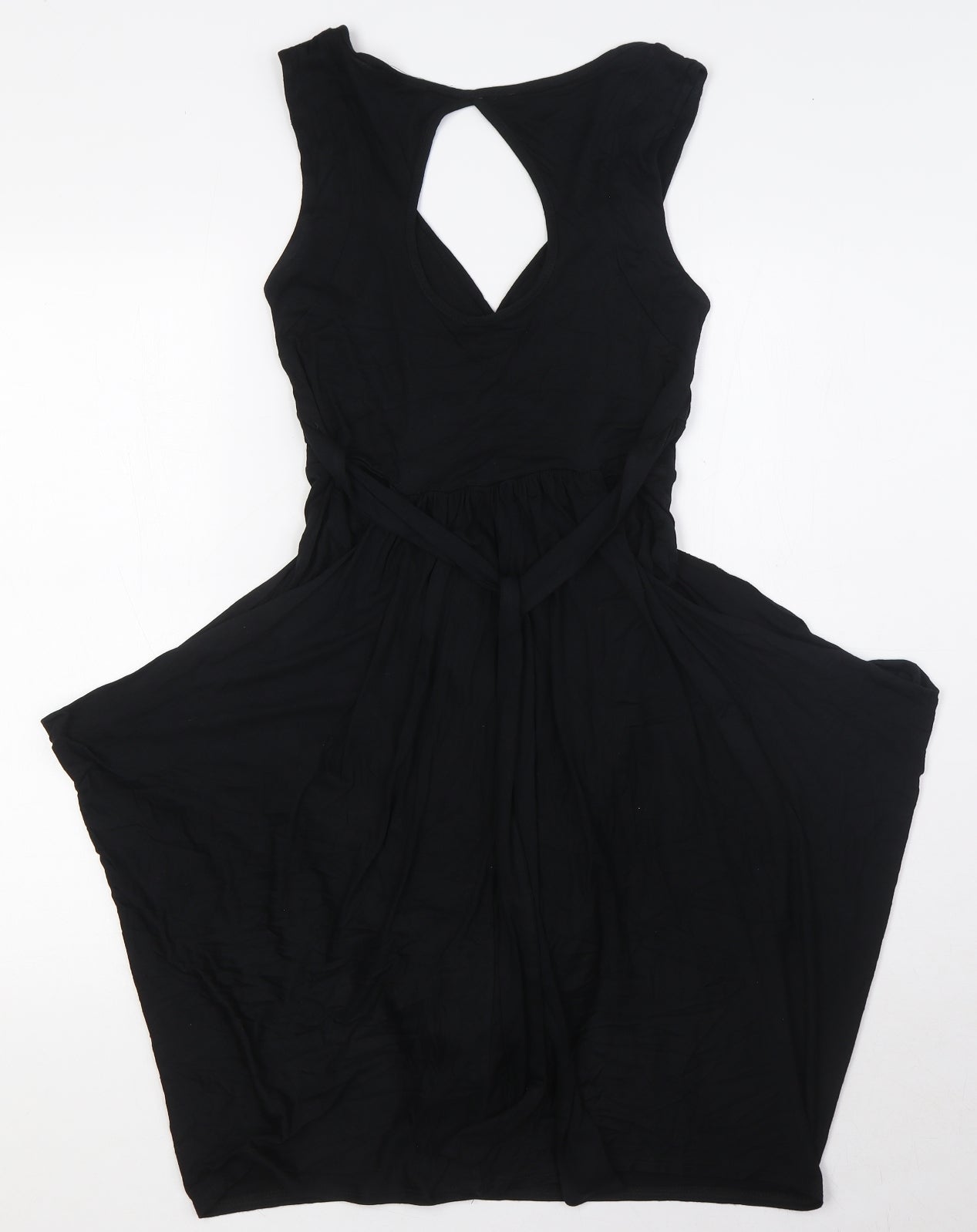 Apricot Womens Black Polyester A-Line Size M V-Neck Pullover - Key Hole Back