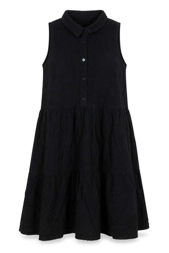 Stradivarius Womens Black Polyester A-Line Size S Collared Button