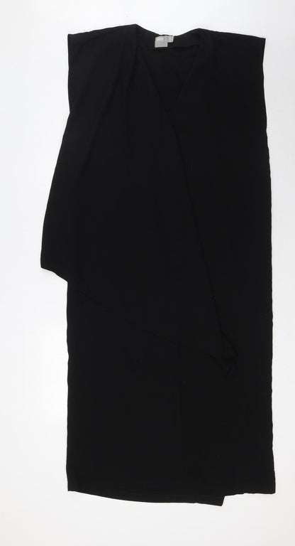 Additional front view of ASOS women’s black polyester a-line, size UK 10, v-neck pullover - layered