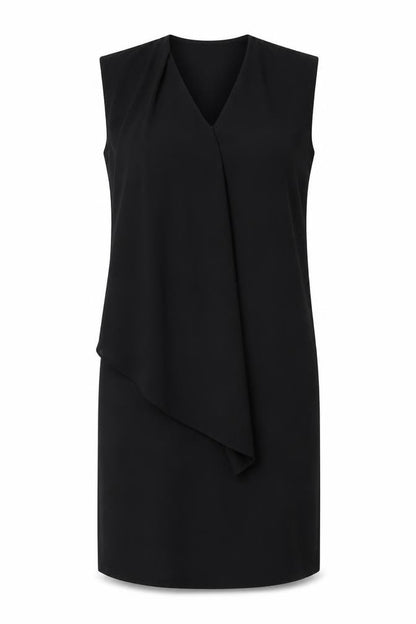 Front view of ASOS women’s black polyester a-line, size UK 10, v-neck pullover - layered