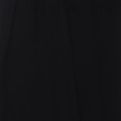 Close-up detail of ASOS women’s black polyester a-line, size UK 10, v-neck pullover - layered