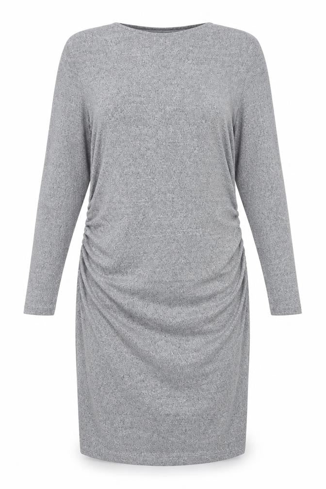 Marks & Spencer Womens Grey Polyester Pencil Dress Size 20 Round Neck Pullover - Shoulder Pads