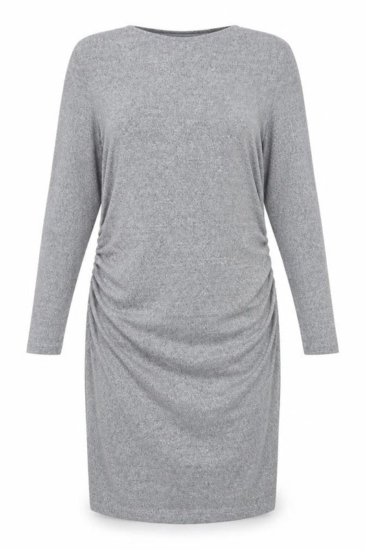 Marks & Spencer Womens Grey Polyester Pencil Dress Size 20 Round Neck Pullover - Shoulder Pads