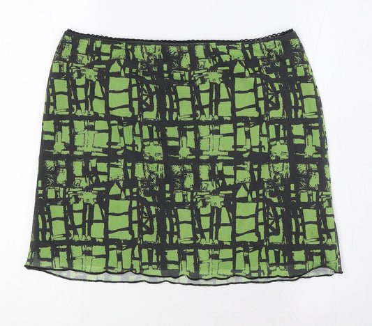 Topshop Womens Green Polyester A-Line Skirt Size L