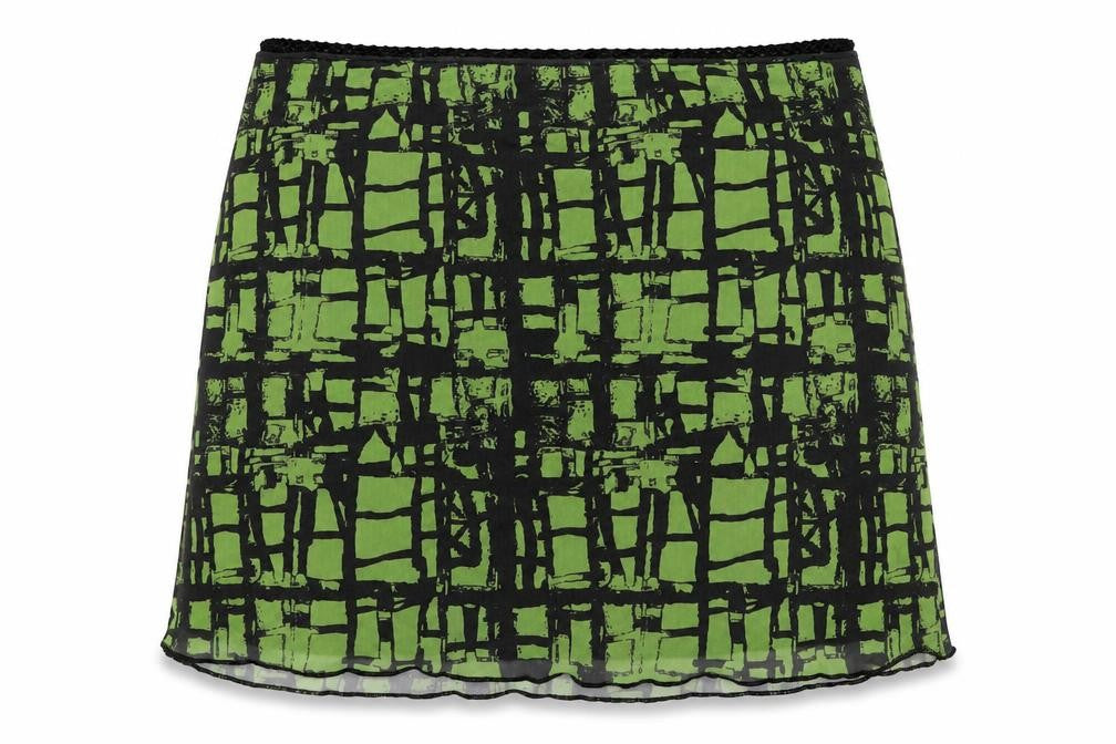 Topshop Womens Green Polyester A-Line Skirt Size L
