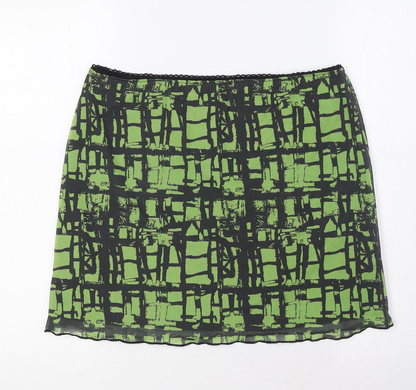 Topshop Womens Green Polyester A-Line Skirt Size L
