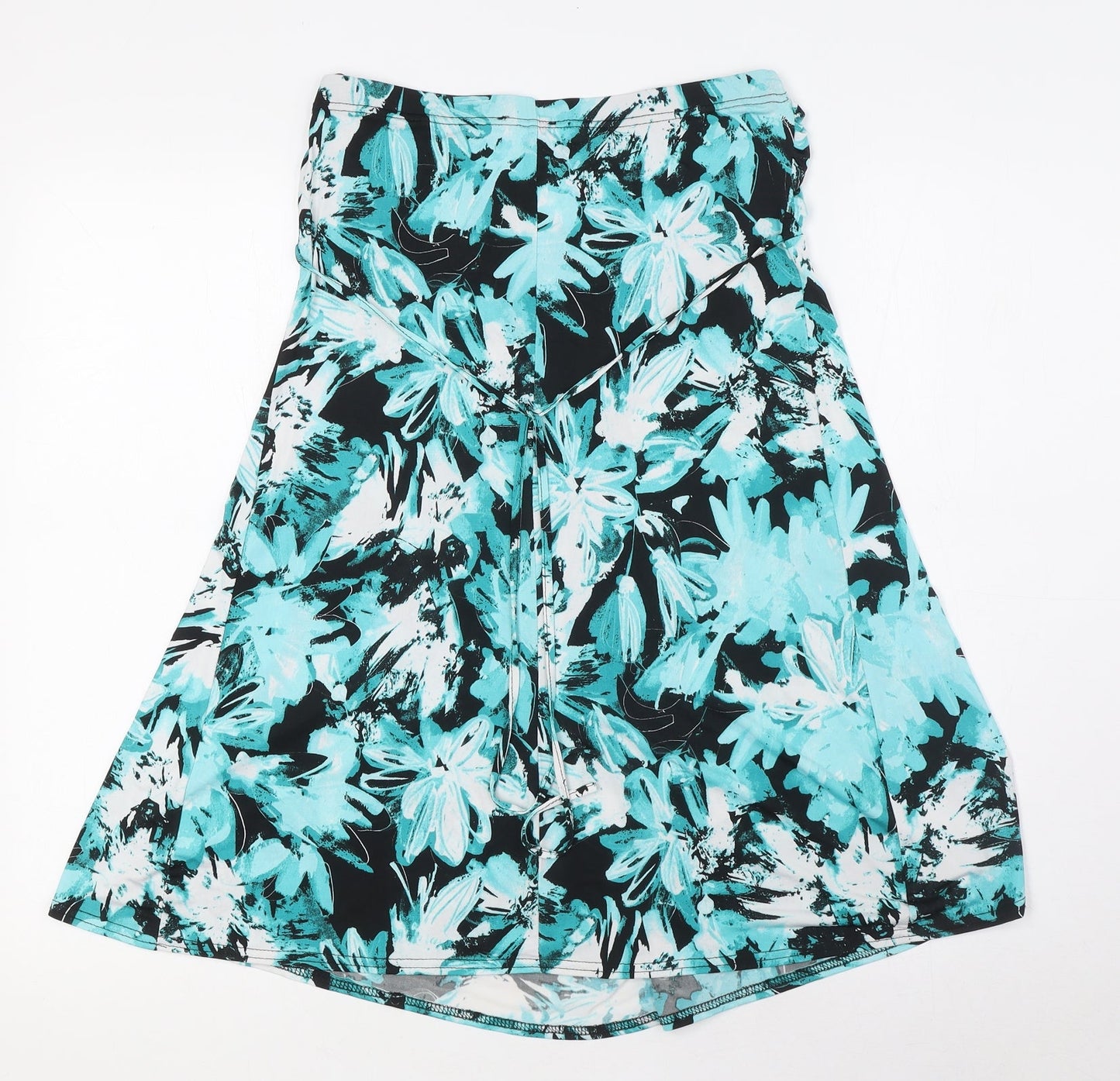 West One Womens Green Floral Polyester A-Line Size 14 Off the Shoulder Pullover - Strapless