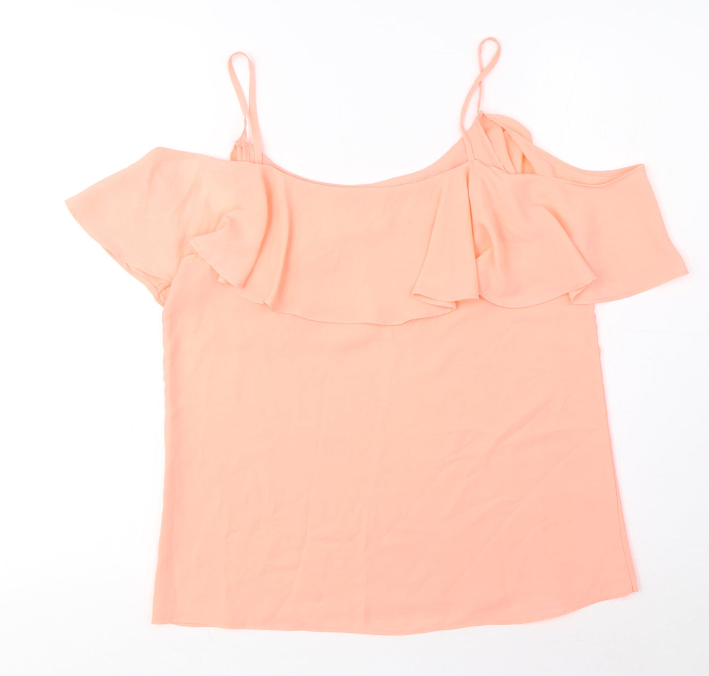 Vera&Lucy Womens Orange Polyester Camisole Blouse Size S Scoop Neck - Ruffles