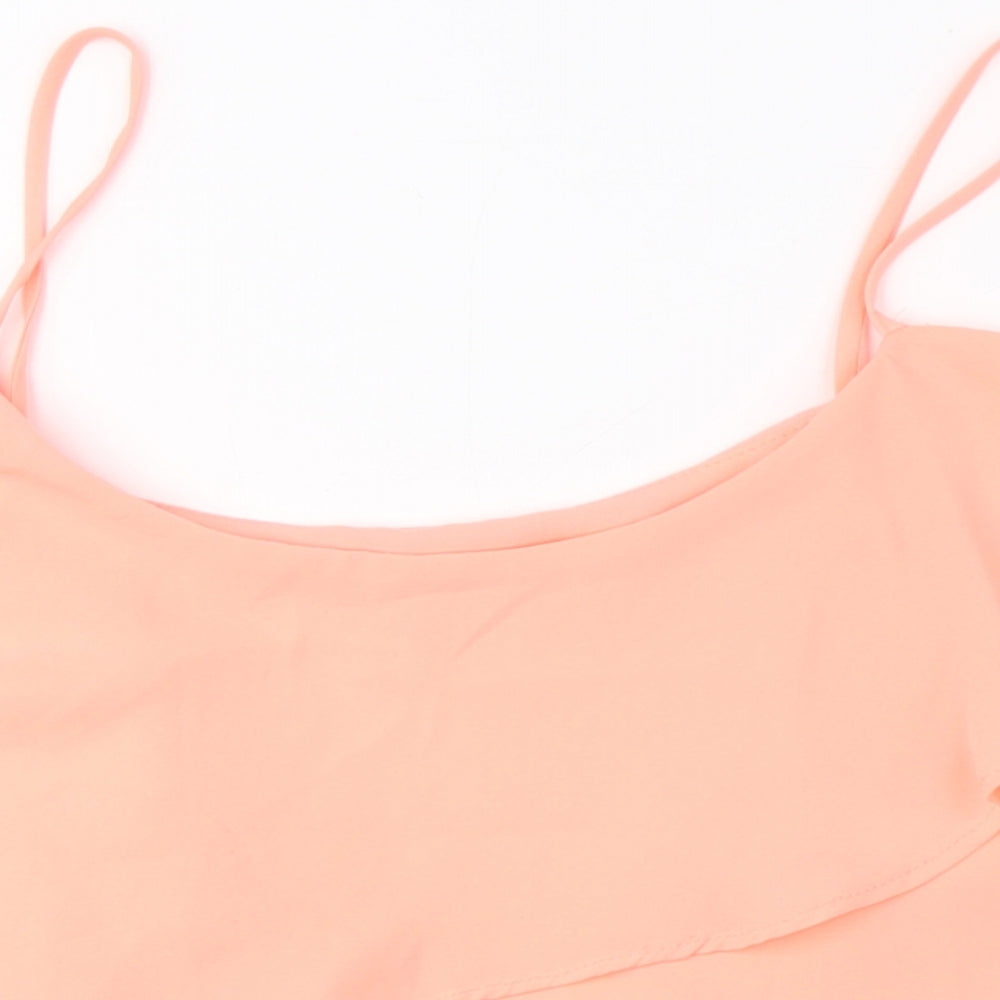 Vera&Lucy Womens Orange Polyester Camisole Blouse Size S Scoop Neck - Ruffles