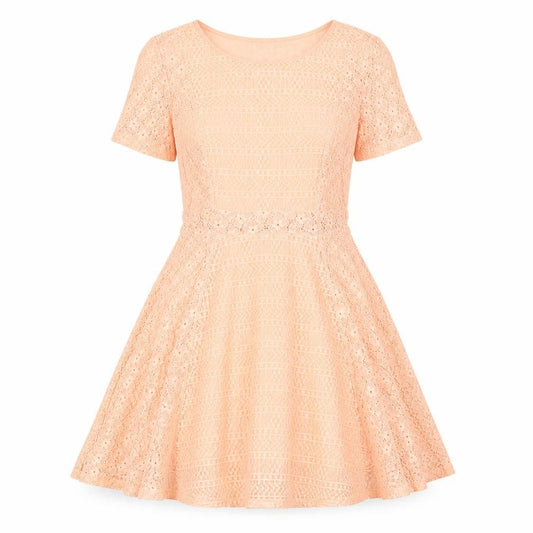 Divided by H&M Womens Orange Polyamide A-Line Size 10 Round Neck Pullover - Lace