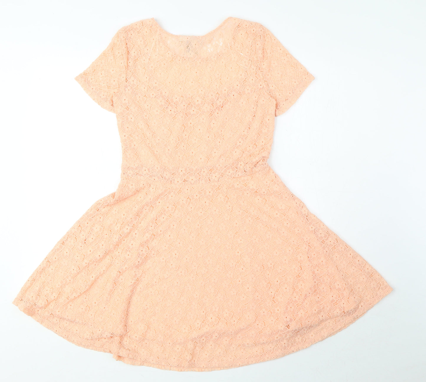 Divided by H&M Womens Orange Polyamide A-Line Size 10 Round Neck Pullover - Lace